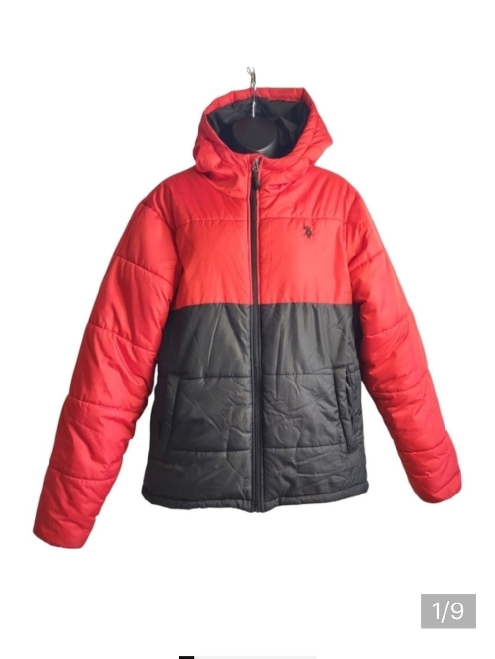 U.S. Polo Assn. Men’s Color Blocked Hooded Zip Up Puffer Jacket Size Small